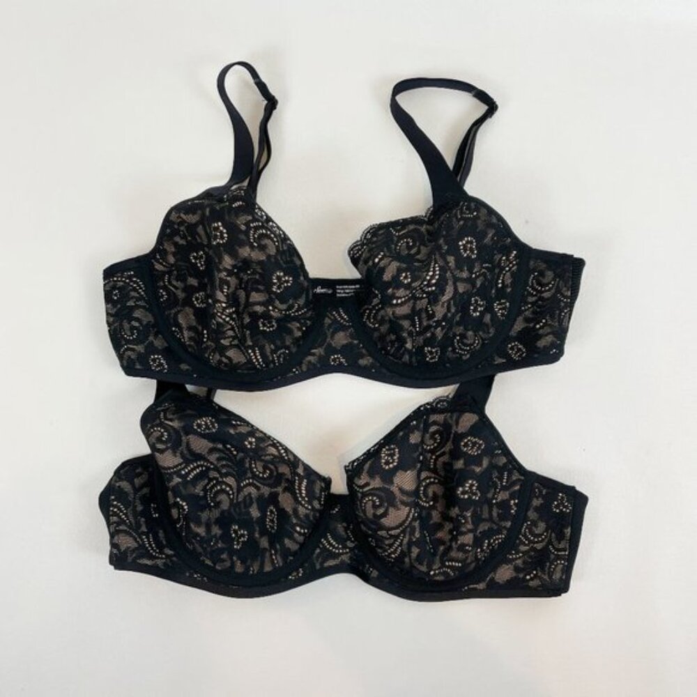 NWOT Soma Bra Black & Nude Lace Enticing Lift Full Coverage 34B Set of 2